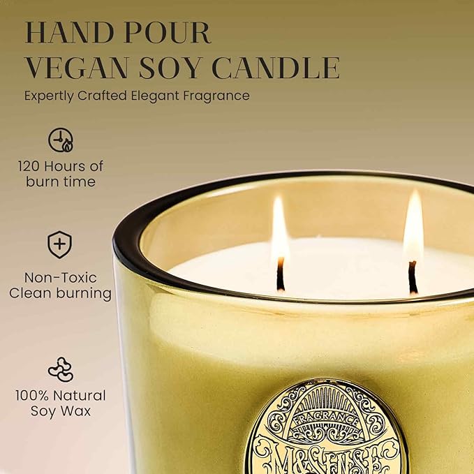 M&SENSE Large Two-Wick Soy Candle | Forest Cabin & Green | 19.8 oz, 120H Burn Time | Luxury Scented Candle for Relaxation, Gifting, Home Décor | Ideal for Bedroom, Office, Party Ambiance - Bloomnest