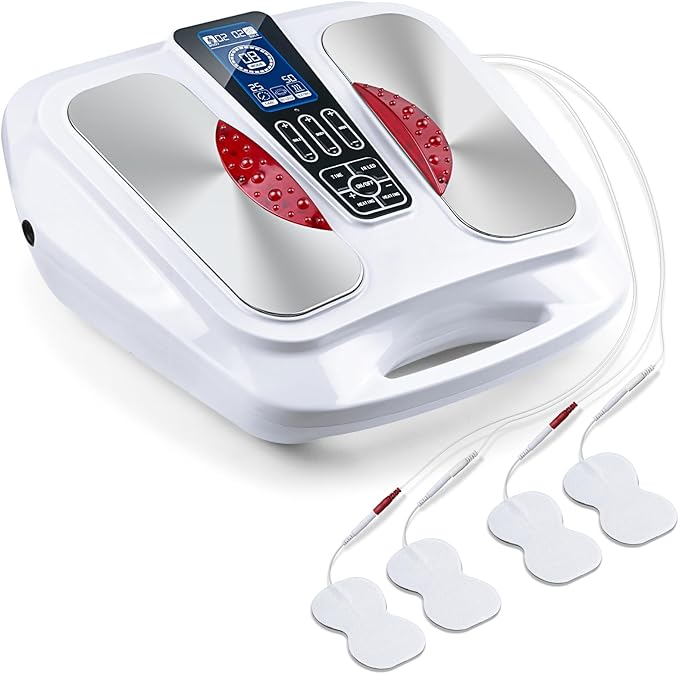 EMS & TENS Foot Massager for Neuropathy Relief, Electric Muscle Stimulator with Heat, Improves Circulation, Relieves Plantar Fasciitis, Swelling & Leg Cramps