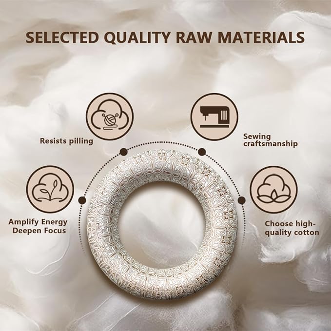 Singing Bowl Cushion 8 Inch for Tibetan Singing Bowls, Handmade Silk Brocade Round Cushion Pillow for Sound Healing and Crystal Sound Bowls Accessories(8 Inch,Silver) - Bloomnest