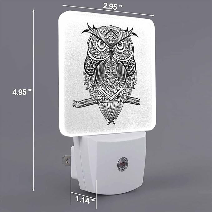 LED Night Light,Owl Sit On Branch LED Night Light Plug into Wall with Dusk to Dawn Light Sensor White Energy Efficient Nightlight for Bedroom Bathroom Hallway Living Room Kitchen - Bloomnest