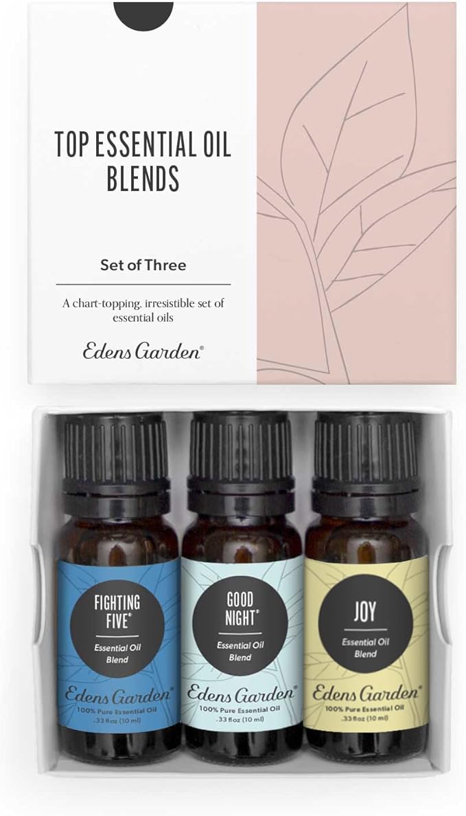 Edens Garden Top Essential Oil Blends 3 Set – 100% Pure Therapeutic Grade, Undiluted Natural Aromatherapy Oils for Diffusers & Home – Includes Fighting Five, Good Night & Joy, 10 ml/ 3 Pack - Bloomnest