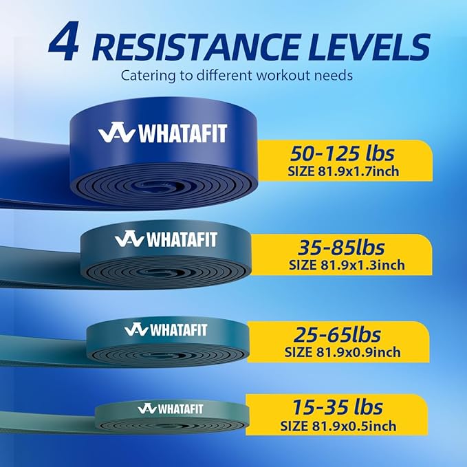 WHATAFIT Resistance Bands, Pull Up Assistance Bands, Exercise Bands, Workout Bands Set for Men and Women Home Fitness, Body Stretching, Strength Training, Physical Therapy - Bloomnest