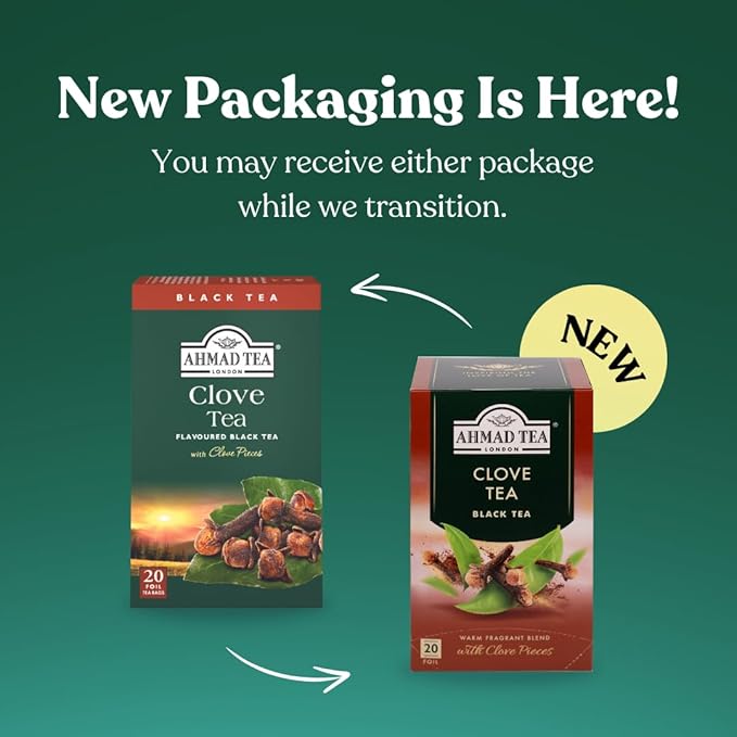 Ahmad Tea Black Tea, Clove Teabags, 20 ct (Pack of 6) - Caffeinated & Sugar-Free - Bloomnest