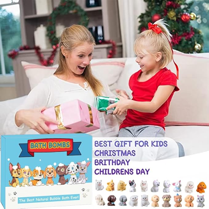 Bath Bombs for Kids with Surprise Inside for Boys Girls Toddlers 20 Pack Kids Gift Set Organic Bubble with Puppy Inside Natural Handmade - Bloomnest