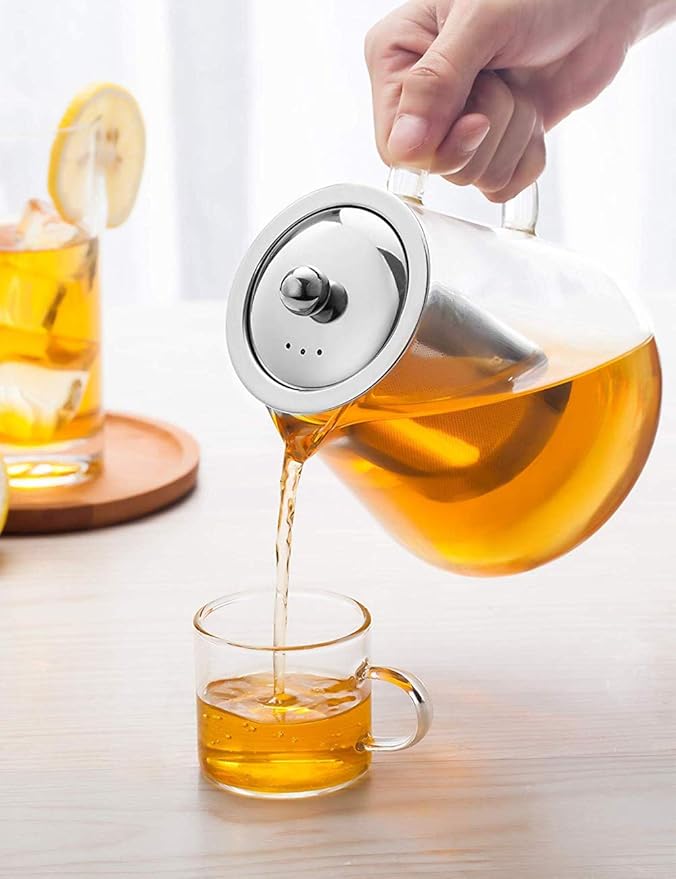 Glass Teapot with Infuser Tea Pot 32oz/43oz Tea Kettle Stovetop Safe Blooming and Loose Leaf Tea Maker Set (32oz/ 950ml) - Bloomnest