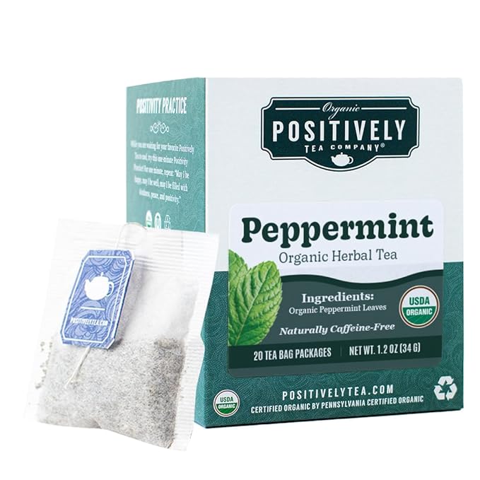 Organic Positively Tea Company, Peppermint Leaf Herbal Tea Bags, 20 Count - Bloomnest