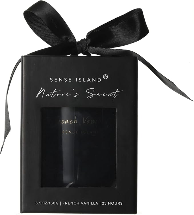French Vanilla Candle Gifts for Her Creamy Vanilla Scented Candles 100% Soy Candle with Premium Gift Box with Black Ribbon I Candles for Women and Men - Bloomnest