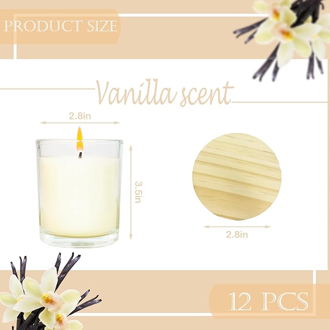 12 Pcs 6 Oz Bulk White Soy Candles,Vanilla Scented Candles Set,Bulk Aromatherapy Candle,Great Stress Relieving Scented Candle for Girls as a Gift for Birthdays, Weddings and More! - Bloomnest
