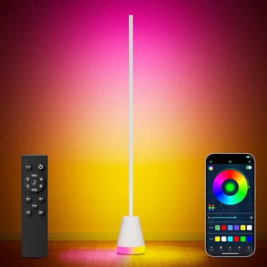 Keepsmile Smart RGB LED Corner Floor Lamp,172 LEDs Bright Standing Lamps for Living Room with APP and Remote,Modern Floor Lamp with Music Sync and 16 Million Colors, Ambient Lighting for Bedroom White - Bloomnest