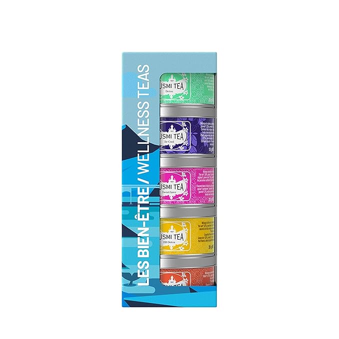 Kusmi Tea - Organic Tea Gift Set - Gift Idea for Men and Women - Green Tea, Herbal Tea, Detox - A Selection of 5 Iconic Flavors - Loose Leaves - 5 Tins of 0,9 oz - Bloomnest