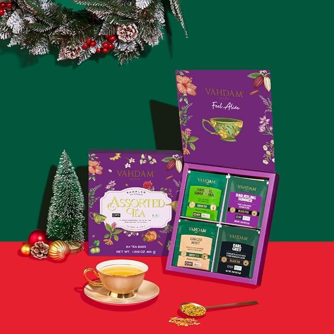 VAHDAM, Classic Tea Advent Calendar 2025 | 24 Unique Flavor in Individually Wrapped Pyramid Tea Bags in Classic Box | Assorted Tea Gift Set | Advent Calendar 2025 Gifts for Women & Men - Bloomnest