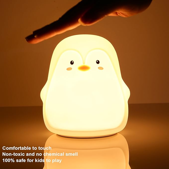 Tremdwoto Night Light for Kids, Penguin Silicone Nightlight Lamp, 7 Color Changing Nursery Night Light for Kids Bedroom, Super Gift for Boys Girls Toddler Children - Bloomnest