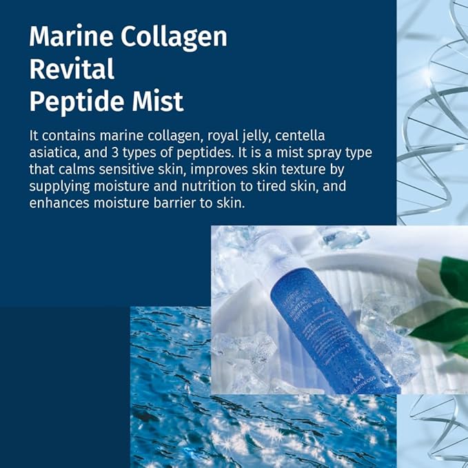Marine Collagen Revital Peptide Mist 120ml ㅣ Fine Facial Spray for Hydration Soothing Glow ㅣ Daily Moisture Mist with Centella and Peptides - Bloomnest