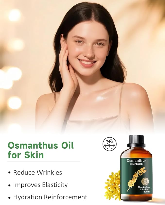 Pure Osmanthus Essential Oil, Mumianhua Natural Osmanthus Oil for Diffuser, Skin, Air Purifier,Candle Making, Massage, Relaxation, Evening Luxury, Garden Elegance, Home Fragrance 3.38 Fl Oz - Bloomnest