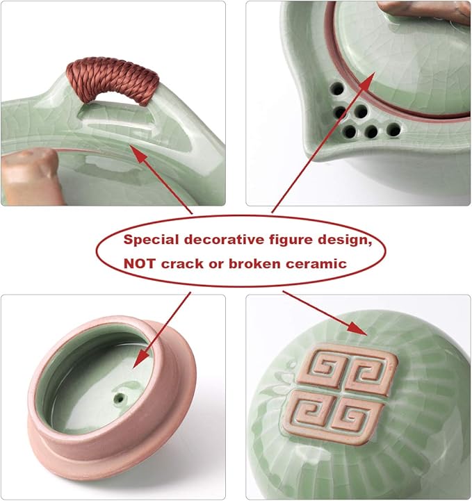 Travel Ceramic Tea Pot Set, Chinese Kung Fu Teapot 1 Pot 2 Mini Cup Porcelain Gongfu Teacups with Infuser Portable Bag All in One for Picnic Outdoor Camping Hotel