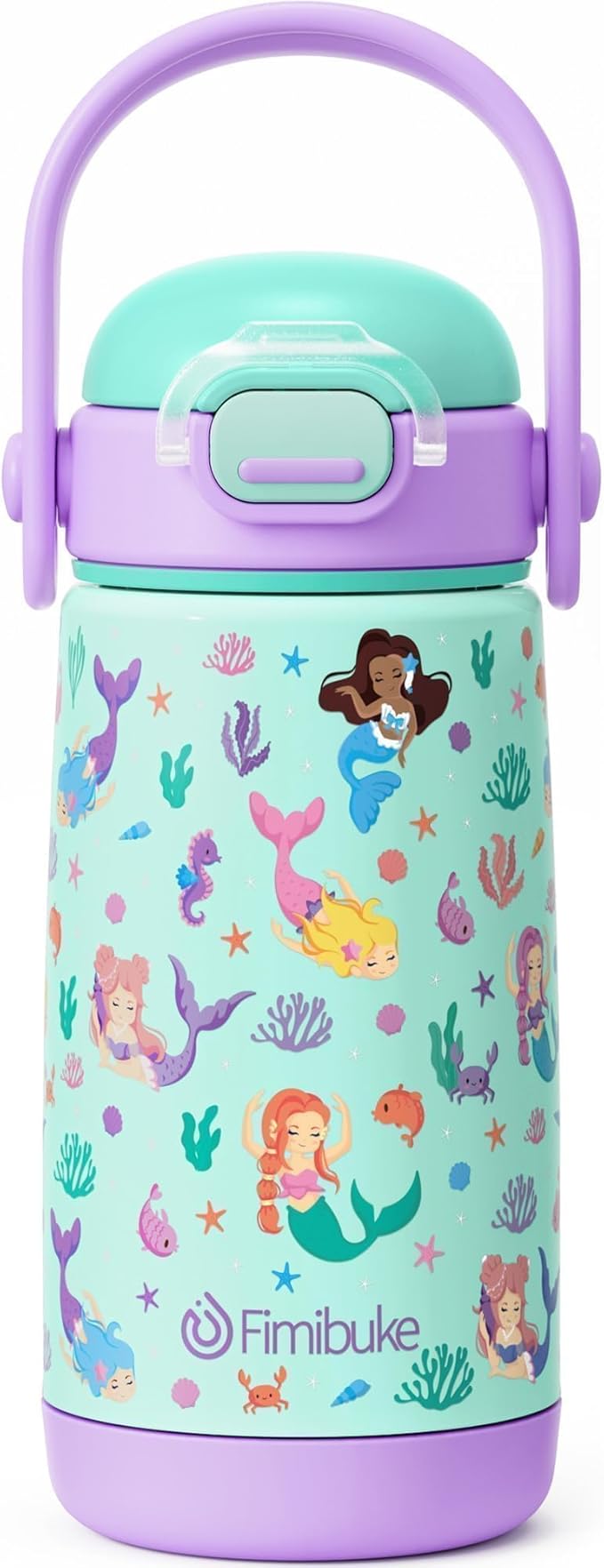 Fimibuke Kids Insulated Water Bottle with Straw Lid & Handle - 14oz BPA-FREE 18/8 Stainless Steel Metal Tumbler Leak Proof Double Wall Vacuum Kids Cup Toddler Water Bottle for School Boys Girls - Bloomnest