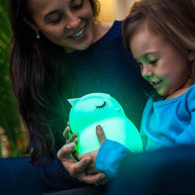 Lumipets Remote Control Silicone Night Light for Kids - Owl Design with 9 Soft Colors & Sleep Timer - Rechargeable, Battery-Operated Lamp for Bedroom | Baby Nursery, Toddler, Girls, Boys - Bloomnest