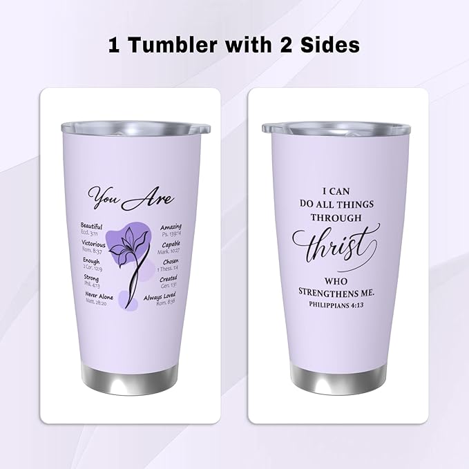 OHORTEB Christian Gifts of Faith and Encouragement for Women - 20oz Inspirational Tumbler with Bible Verse, Stainless Steel Religious Gift for Mom, Sister, Friend on Mother's Day, Birthday - Bloomnest