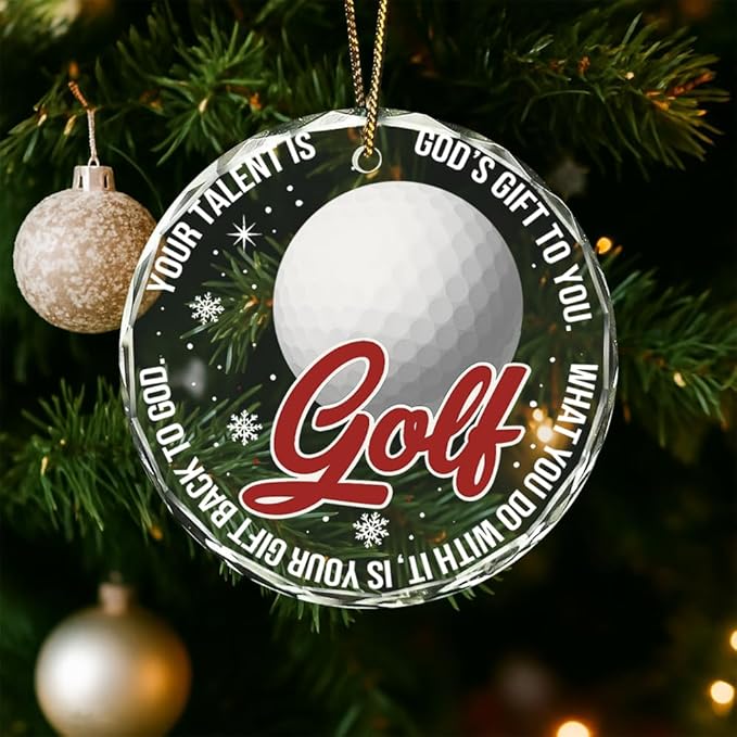 Golf Glass Ornament – Handcrafted Hanging Decoration, Elegant Keepsake with Unique Golf Design, for Home, Holiday Tree, or Special Occasion - Bloomnest