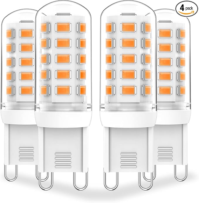 G9 LED Bulbs Dimmable 3W (T4 30W 25W 20W Halogen Bulb Equivalent), Warm White 2700K, 120V, 350LM Bi Pin or Chandelier Wall Pendant Ceiling Lamps,No Flicker 4-Pack - Bloomnest