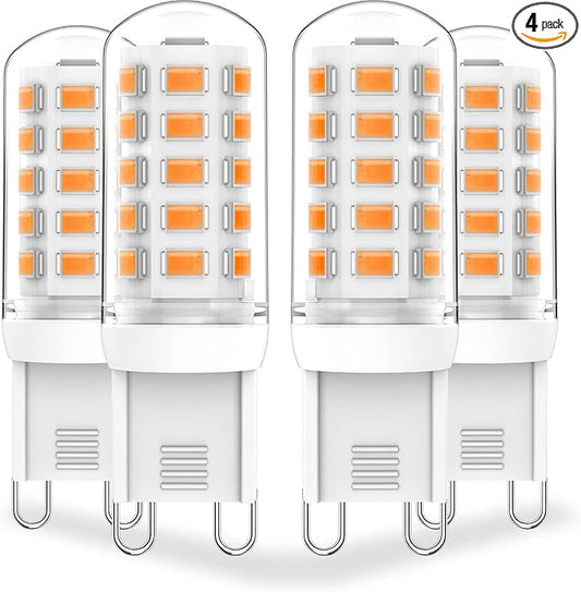 G9 LED Bulbs Dimmable 3W (T4 30W 25W 20W Halogen Bulb Equivalent), Warm White 2700K, 120V, 350LM Bi Pin or Chandelier Wall Pendant Ceiling Lamps,No Flicker 4-Pack - Bloomnest