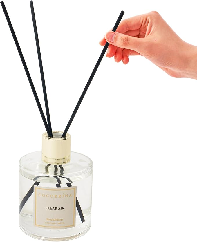 Cocorrina Reed Diffuser Set, Flower Reed Diffuser Clear Air 6.7 oz, Scented Diffuser with Sticks Home Fragrance Essential Oil for Bathroom Shelf Decor, Living Room, Large Room, 1pack - Bloomnest