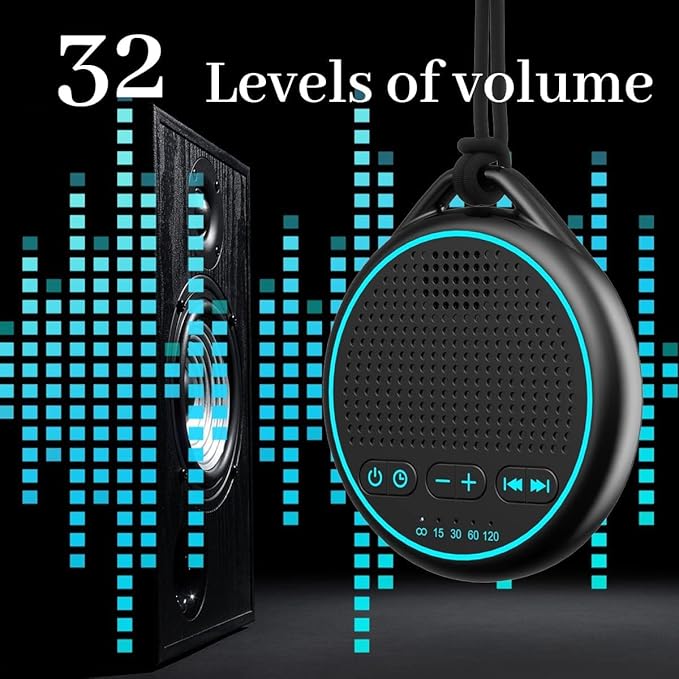 White Noise Sound Machine with 25 Soothing Natural Sounds Rechargeable Battery Portable for Travel 32 Volume Levels 5 Timers Compact Size for Baby Kids Adults Sleeping (Black-Upgrade) - Bloomnest