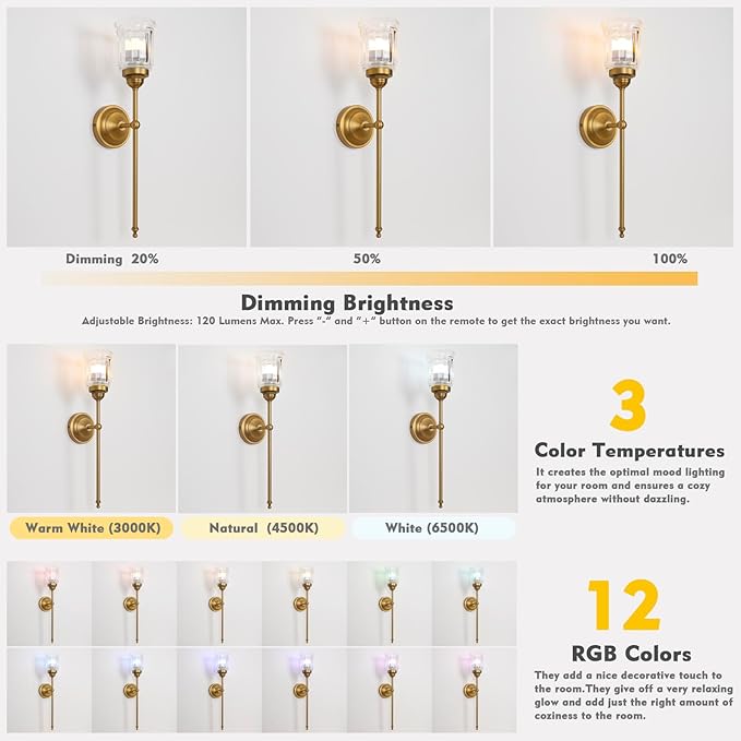HEQIQEH Vintage Rechargeable Battery Operated Wall Sconces Set of 2 with Clear Fringe Glass Shade, Dimmable Cordless Wall Mounted Lamp Fixtures with Remote Control for Living Room Bedroom Stairs - Bloomnest