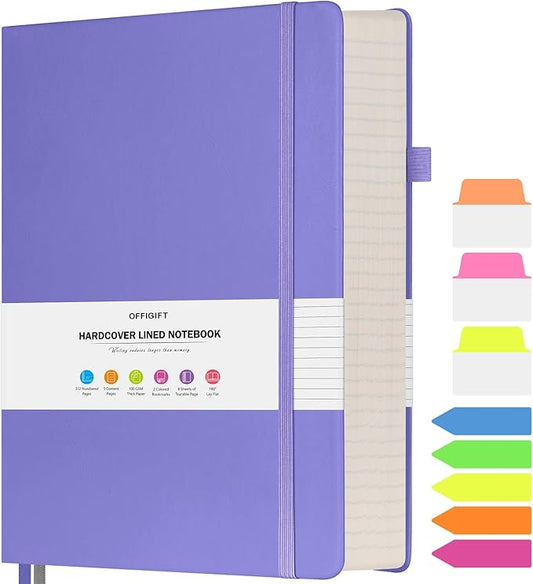 Lined Notebook Journal for Women Men, Large B5 College Ruled Notebook, 312 Numbered Pages Notebooks for Work, 100gsm Paper Daily Journal, Hardcover Vegan Leather Journals for Writing Office, Purple - Bloomnest