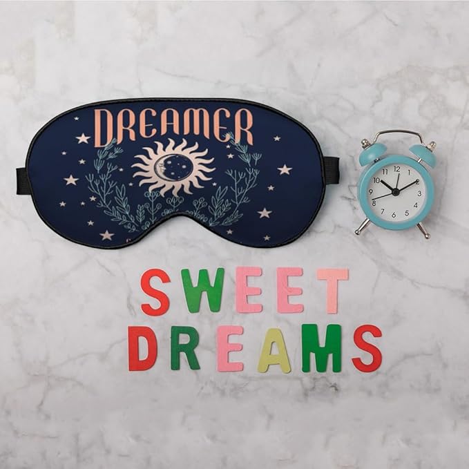Dreamer Silk Sleep Mask with Adjustable Strap for Travel, Nap, Shift Work, Office - Dark Blue - Bloomnest