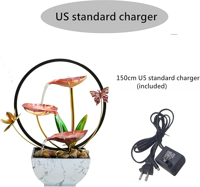 Pink Indoor Table Top Fall Decor Indoor Relaxation Water Fountain, Waterfall, Small Fountains with LED Lights Zen Meditation Fountains. - Bloomnest