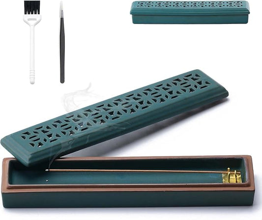 CEREMONY Incense Holder for Sticks，Ceramic Insence-Stick Holder Ash Catcher，Incense Holder Timkburner for Meditation Yoga Spa Room Decor