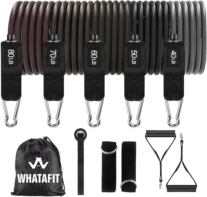 WHATAFIT Resistance Bands, Exercise Bands，Resistance Bands for Working Out, Work Out Bands with Handles for Men and Women Fitness, Strength Training Home Gym Equipment - Bloomnest