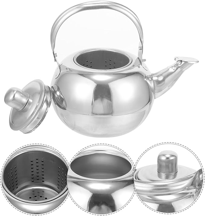Thickened Stainless Steel Tea Pot with Strainer Infuser Small Portable Kettle for Home Brewing Loose Leaf Flower and Fruit Tea Steeping Easy to Clean and Store