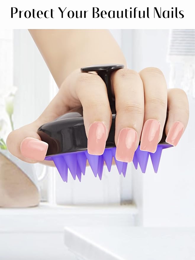 HEETA Scalp Massager Hair Growth, Soft Silicone Scalp Scrubber Shampoo Brush for Exfoliation, Dandruff Removal Head Massage Stress Relax, Wet & Dry Use for Thick Thin Curly Hair Care, Black HEETA