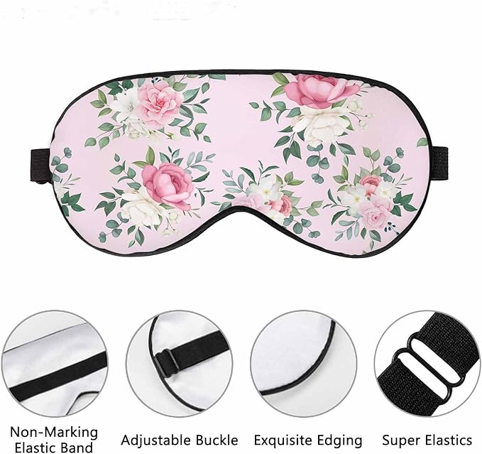 Flower Sleep Eye Mask Beautiful Floral Leaves Men Women Sleep Mask with Adjustable Strap Eye Cover Eye Shade for Travel, Nap,Meditation - Bloomnest