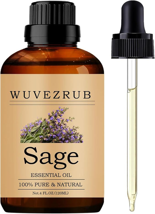 Sage Essential Oils, 120ML Pure and Natural Essential Oil for Aromatherapy Diffuser - Sage /4 Fl Oz - Bloomnest