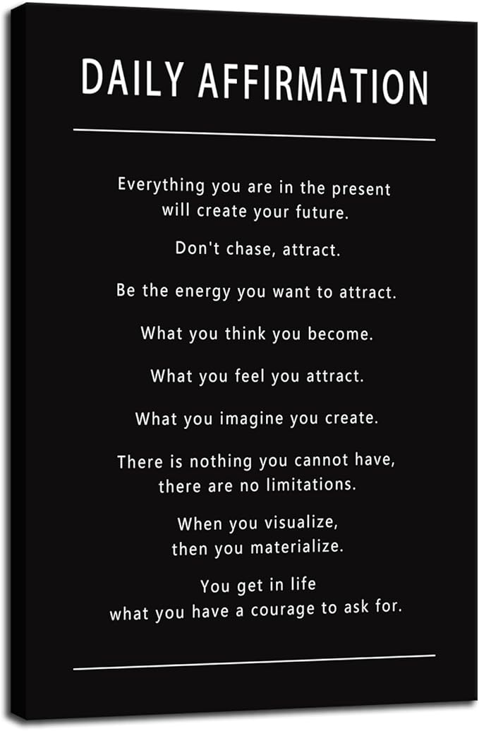 Inspirational Canvas Wall Art Daily Affirmation Inspiring Posters Motivational Office Framed Artwork Print for Living Room Bedroom Home Wall Decor Framed and Stretched Ready to Hang[12''W x 18''H] - Bloomnest