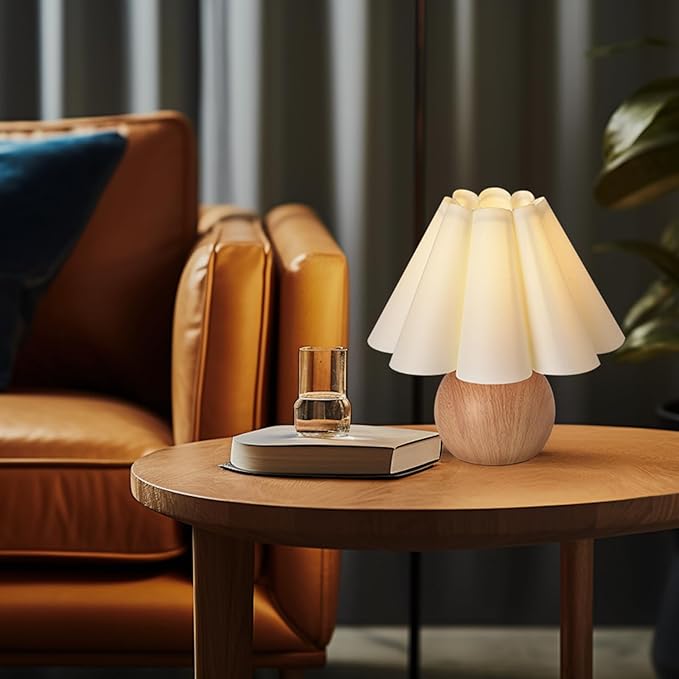 KUNJOULAM Cute Small Table Lamp, Modern Bedside Nightstand Lamp with Fabric Lampshade, Metal Base for Bedroom Home Office Decor (Without Buld) - Bloomnest