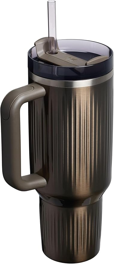 STANLEY Quencher H2.0 Tumbler with Handle and Straw 40 oz | Flowstate 3-Position Lid | Cup Holder Compatible for Travel | Insulated Stainless Steel Cup | BPA-Free | Fluted Gunmetal Shine Stanley
