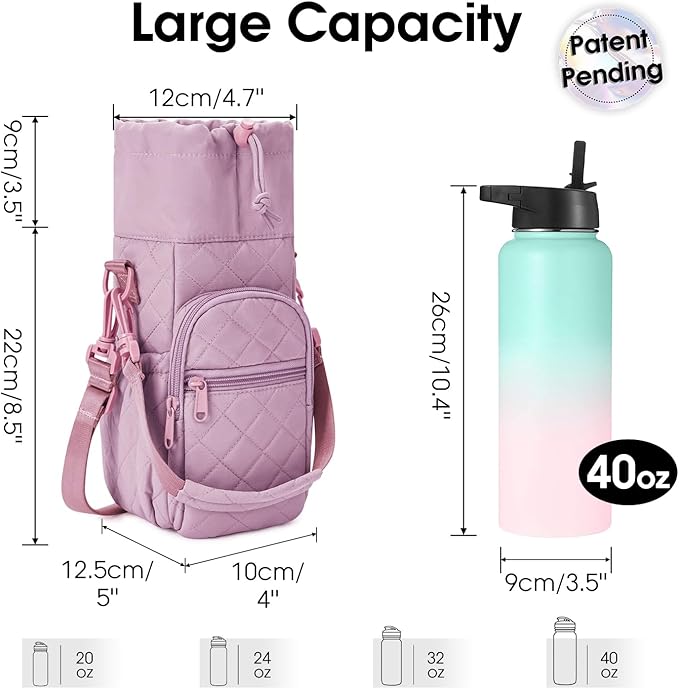 sportsnew Water Bottle Holder with Strap 32oz 40oz Insulated Water Bottle Carrier Sling Bag with Phone Pocket Crossbody sportsnew