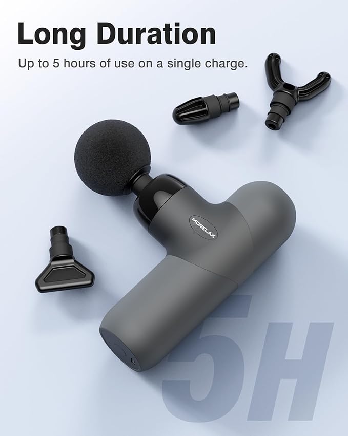 Mini Massage Gun, Percussion Muscle Massager for Back Pain Relief, Compact Sports Travel Massage Gun with 6 Massage Heads 4 Speeds, Gift for Her, Home, Athletes - Bloomnest