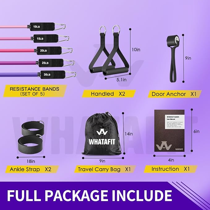 WHATAFIT Resistance Bands, Exercise Bands，Resistance Bands for Working Out with Handles for Men and Women Fitness, Strength Training Home Gym Equipment - Bloomnest