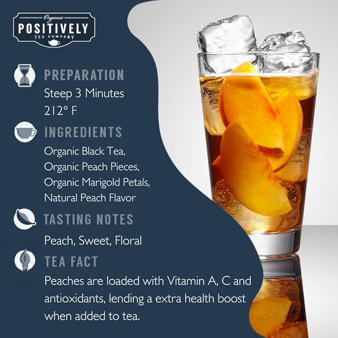 Organic Positively Tea Company, Juicy Peach Black Tea, Loose Leaf, 16 Ounce - Bloomnest