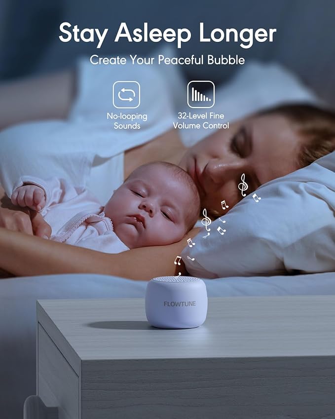 FLOWTUNE Sound Machine Flowtune White Noise Machine for Baby Adults, Mini Portable Sound Machine for Travel, 6H Timer, 18 Soothing Sleep Sounds Gift (Purple) - Bloomnest