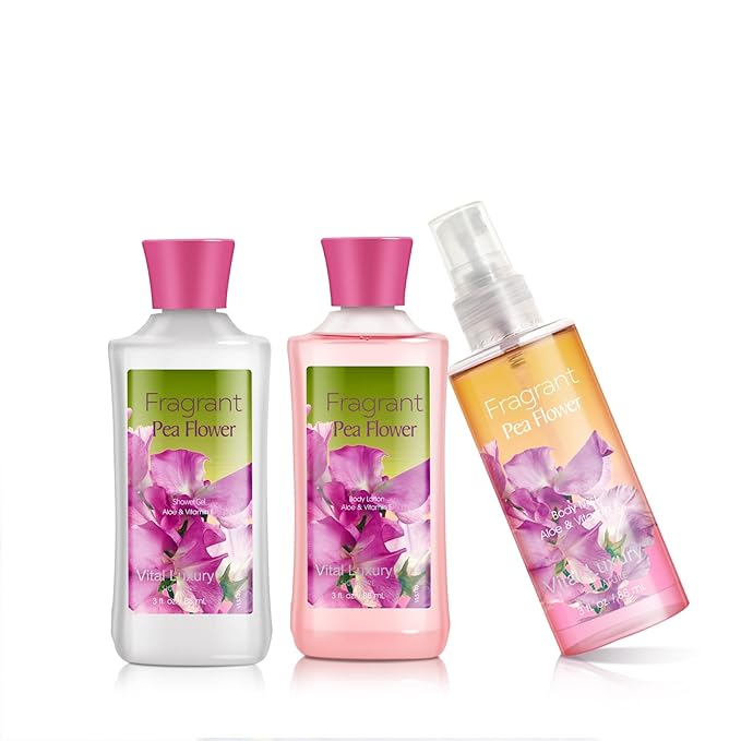 Bath & Body Care Travel Set Pea Flower Scent Home Spa Set with Body Lotion, Shower Gel and Fragrance Mist - Bloomnest