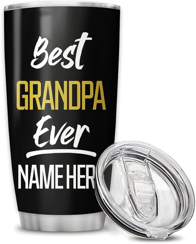 Personalized Best Grandpa Ever Tumbler Cup Gift Father's Day, Dad, Father, Papa, Grandpa 20oz 30oz Insulated Coffee/Tea Tumbler with Lid - Bloomnest