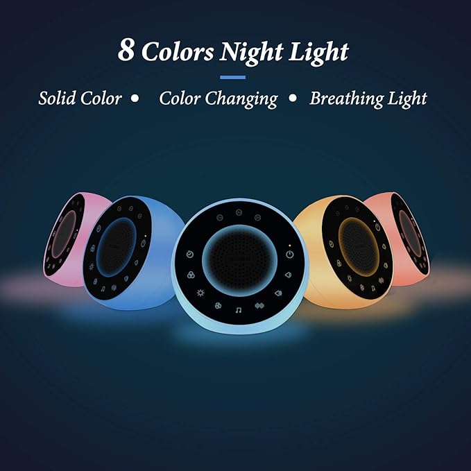 Housbay Glows White Noise Sound Machine, 31 Soothing Sounds, Colored NightLight for Kids & Baby, Small Travel Sleep Machine & Noise Canceling for Sleeping, Relaxation - Bloomnest