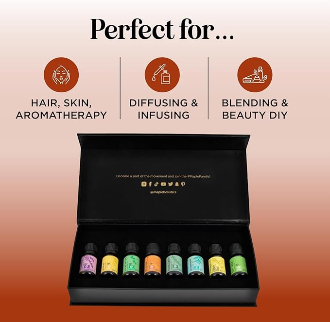 Pure Essential Oil Set for Diffuser - Aromatherapy Essential Oils for Diffusers for Home Travel and Self Care with High Grade Essential Oils for Hair Skin and Nails - Oil Diffuser Essential Oils Set - Bloomnest