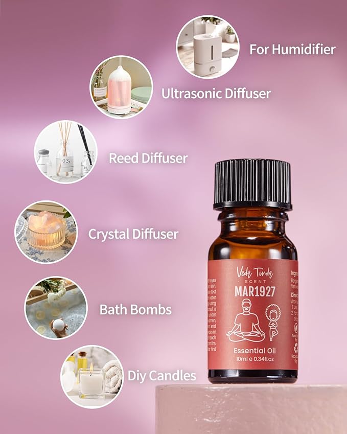 Hotel Scent Essential Oils Set, VEDA TINDA SCENT Luxury Hotel Diffuser Oil, Aromatherapy Gift Hotel Inspired Fragrance Oil Blends (6 x 10 ML) for Waterless Diffusers, Soap & Candle Making Scents - Bloomnest